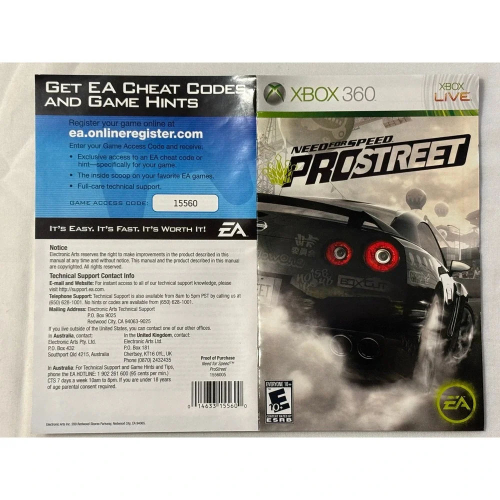 Xbox 360 Need for Speed ProStreet Racing Video Game‎ Complete with Case Disc